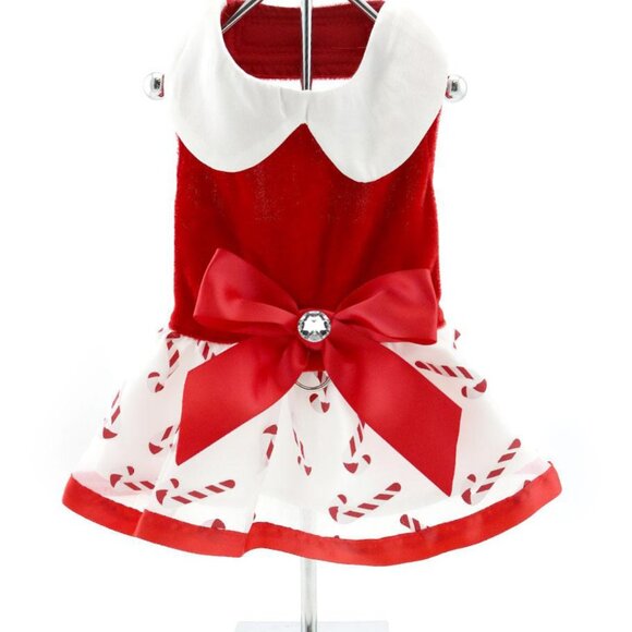 Holiday Christmas Candy Cane Dress & Lead - Size Small - NEW - Picture 2 of 5